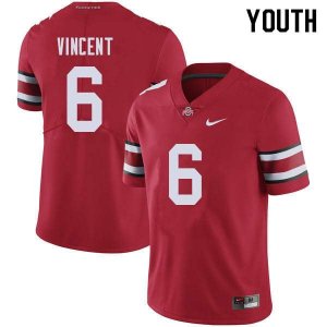 Youth Ohio State Buckeyes #6 Taron Vincent Red Nike NCAA College Football Jersey Ventilation HPP7044UN